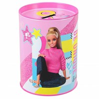 Lobbes Barbie money box - metal Barbie piggy bank for kids pink