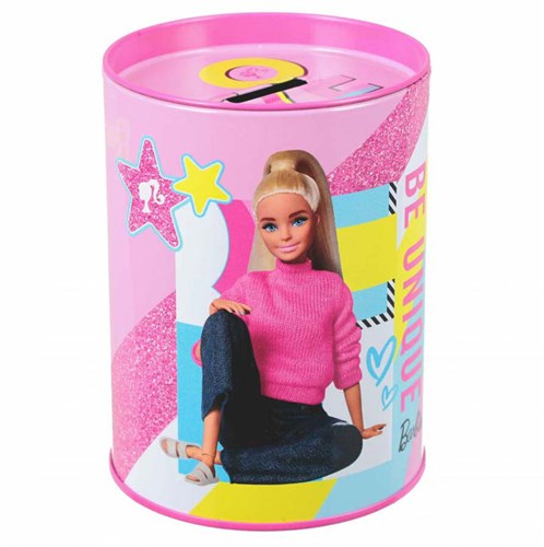Lobbes Barbie money box - metal Barbie piggy bank for kids pink