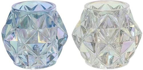 Decoris tealight holder iridescent glass modern mood light