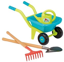 Ecoiffier wheelbarrow toy garden set for kids with tools