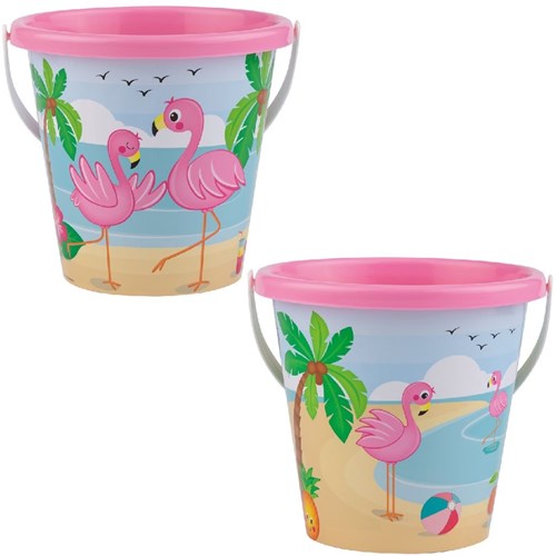 Androni Giocattoli beach bucket flamingo print plastic 17 cm toy-3
