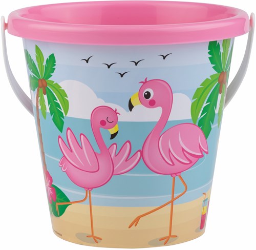 Androni Giocattoli beach bucket flamingo print plastic 17 cm toy-2