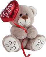 Van Manen plush teddy bear with balloon heart 20cm white red gift-3