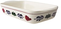 Boerenbont oven dish ceramic 30x20x6.5 cm red white tableware-2