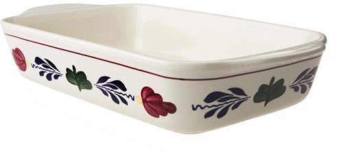 Boerenbont oven dish ceramic 30x20x6.5 cm red white tableware-2