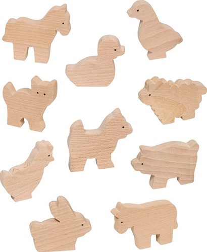 Goki wooden farm animals set - 10 pieces - educational toy-3