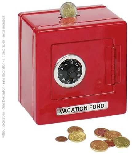 Goki Money Box - Metal Safe Red with Combination Lock-2