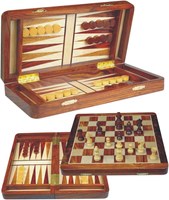 HOT Games Chess Backgammon Magnetic Acacia Wood Luxury Game 30cm