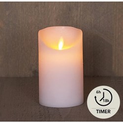 Anna's Collection LED pillar candle white - rustic wax candle with moving flame