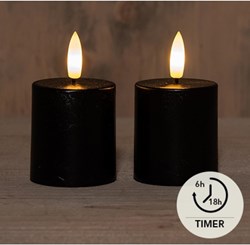 Anna's Collection LED candles black set of 2 with timer and realistic flame effect