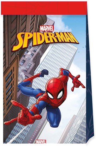 Globos Spider-Man paper party bags FSC 4 pcs birthday party