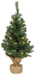 Artificial mini Christmas tree 45 cm with LED lighting - Christmas tree in jute bag