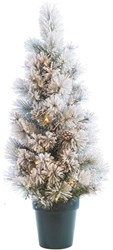 Artificial Christmas Tree snowy pot 120cm outdoor 80 LED lights