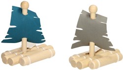 Wooden raft toy boat with colorful sail for children