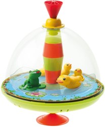 Spinning top with animals and music - colorful toy for toddlers
