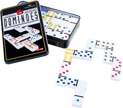 Small Foot domino game 6 colors in metal box for children