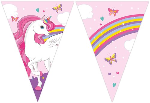 Globos paper bunting unicorn rainbow colors FSC 3 meters birthday
