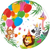 Globos paper plates jungle balloons FSC - kids party 8 pieces