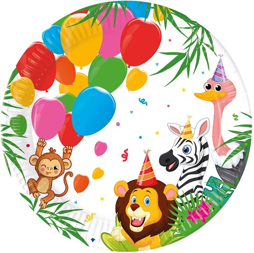 Globos paper plates jungle balloons FSC - kids party 8 pieces
