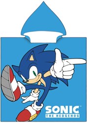 Sonic towel poncho for kids 55x110cm - bath poncho polyester