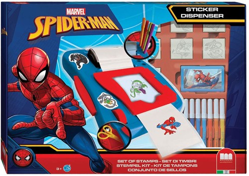 Multiprint Spiderman sticker machine set with stamps and markers