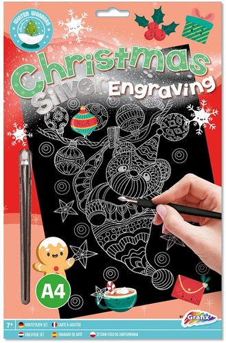 Creative Craft Group Christmas scratch art craft paper A4 silver