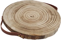 Playwood decorative paulownia wood tree slice with leather handles brown