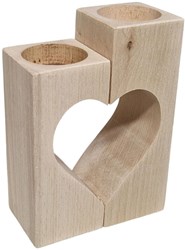 Playwood tealight holder heart motif beechwood decorative 2-piece