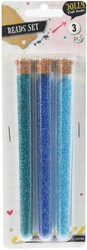Beads set creative playset with 3 tubes mini beads blue