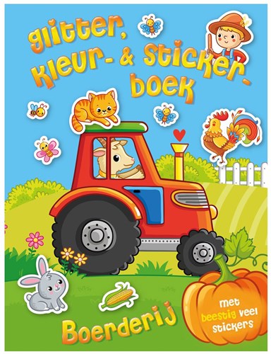 Mondikaarten farm coloring book with stickers and glitter for kids