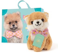 Studio Pets plush dog toy Pomeranian with suitcase and stickers