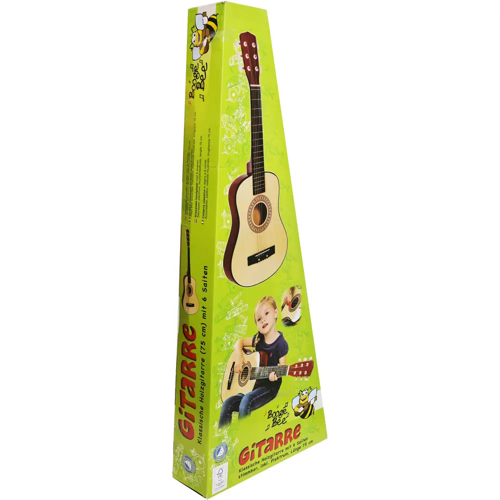 Vedes wooden guitar with 6 strings, 75cm kids guitar music