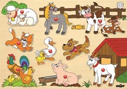 Woody wooden farm animals puzzle - educational toy 9 pieces