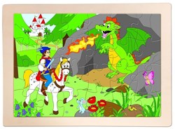 Woody wooden jigsaw puzzle prince and dragon - educational toy