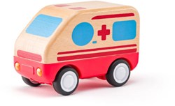 Woody wooden ambulance toy with light and sound - 11 cm