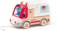 Woody wooden ambulance toy car with lights and sounds - includes accessories