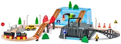 Woody train set toy in box - wooden and plastic railway track