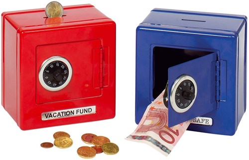 Goki metal safe money box blue with combination lock secure savings-2