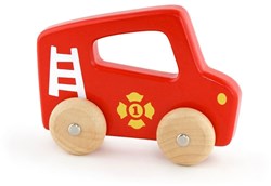 Viga Toys wooden fire truck toy with handle for kids 18 months+
