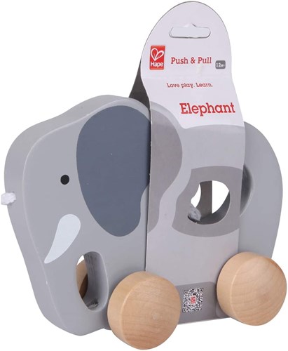 Hape wooden pull-along elephant - push and pull toy for kids-3