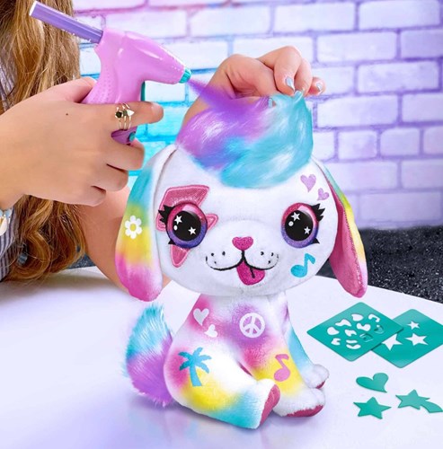 Airbrush plush puppy cuddly toy with markers and stencils toy-3