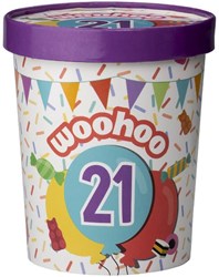 Candy bucket cardboard birthday 21 years multi color gift