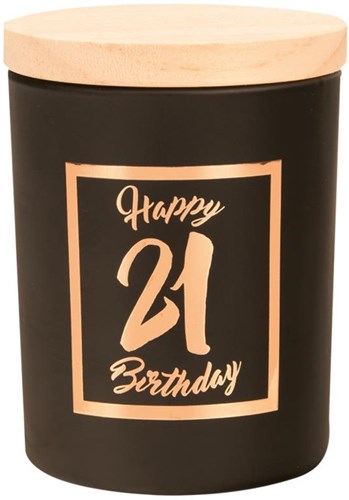 Geurkaars klein roze/zwart - 21 jaar