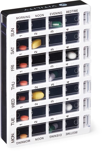 Vitility medicine cassette week pill box black - convenient pill organizer