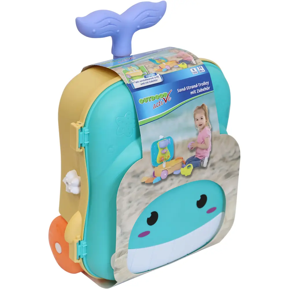 Vedes beach toy trolley whale design with accessories - sand set for kids