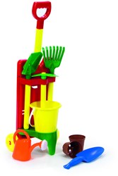 Garden set complete 9-piece toy with trolley and accessories