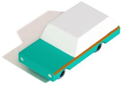 Candylab wooden toy car - design race car green teal