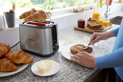 Philips toaster Viva stainless steel black - 8 settings - wide slot