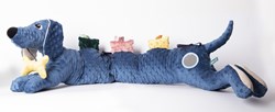 Mom's Care sensory baby toy - blue dachshund cuddle and crib bumper