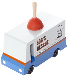 Candylab wooden toy car - Candycar Vans Bob's Plumbing Van blue red white